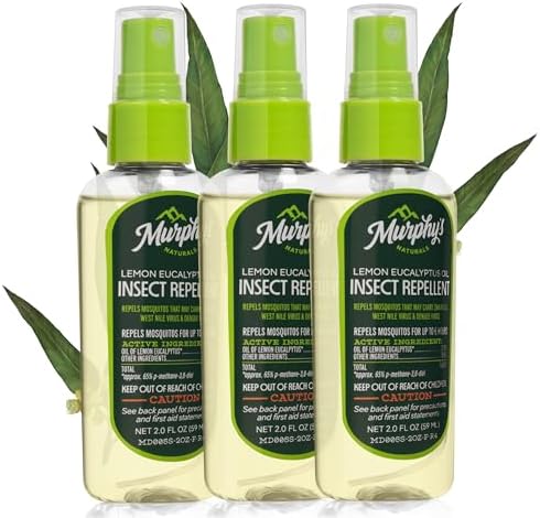Murphy's Naturals Mosquito & Tick Bug Repellent Spray, Oil of Lemon Eucalyptus for Skin + Outdoor Gear, DEET-Free, 2 Ounce Pump, 3-Pack