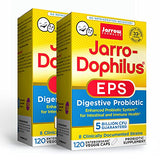 Jarrow Formulas Jarro-Dophilus EPS - 5 Billion Organisms Per Serving - 120 Enteric Coated Veggie Caps, Multi-Strain Probiotic - Intestinal & Immune Health, 120 Count (Pack of 2)