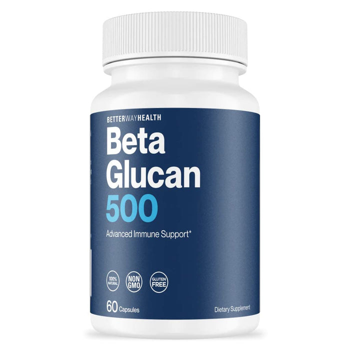 Better Way Health Advanced Immune Support Supplement with Highly Purified Beta Glucan - Immune System Booster - 500mg 60 Caps (Pack of 1)