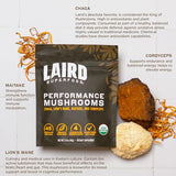 Laird Superfood Organic Performance Mushroom Blend with Chaga, Cordyceps, Lion's Mane and Maitake for Energy and Cognition, 3.17 oz. Bag, Pack of 1