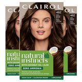 Clairol Natural Instincts Demi-Permanent Hair Dye, 4BZ Dark Bronze Brown Hair Color, Pack of 3