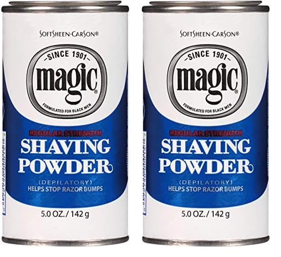 SoftSheen-Carson Magic Razorless Shaving for Men, Regular Strength Shaving Powder, for Normal Beards, formulated for Black Men, Depilatory, Helps Stop Razor Bumps, 5 oz (Pack of 2)