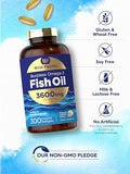 Carlyle Burpless Fish Oil 3600 mg | 300 Softgels | with Omega-3 Fatty Acids | Lemon Flavor | Non-GMO, Gluten Free Supplement | Wild Pacific
