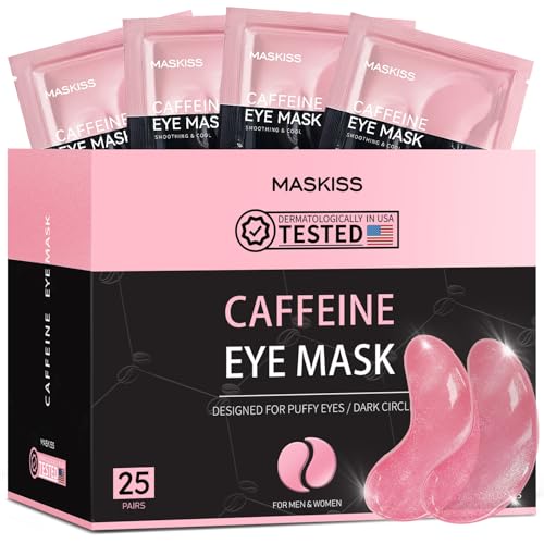 Under Eye Patches (25 Pairs), Caffeine Eye Masks for Dark Circles Puffy Eyes Undereye Bags, Collagen Eye Patches for Wrinkles and Puffiness, Eye Skincare Valentine's Day Gift for Her