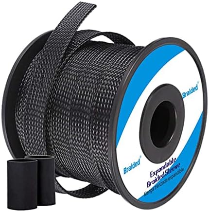 Cable Sleeves - PET Expandable Wire Loom 1/2"-100ft, Braided Wire Hider Mesh, Cord Management Organizer for USB Power Video Cable, Flexible Wrap Cover w/Heat Shrinkable Tubes, Black