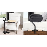 Able Life Able Tray Table, Adjustable Bamboo Swivel TV and Laptop Table & Stander BedCane, Adult Bed Rail and Support Handle, Height Adjustable Elderly Stand Assist with Organizer Pouch