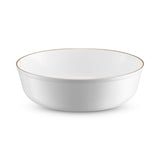 BloominGoods Disposable Plastic Soup Bowls, 50-Pack 14 Oz. Heavyweight White With Gold Rim Bowls For Party, Wedding Or Event