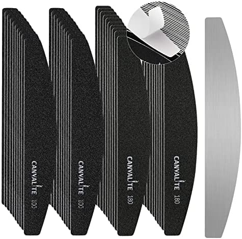 Canvalite 40 PCS Nail File Reusable Peel and Stick Nail Files Replaceable Emery Boards Nail File for Natural Nails Professional 240 Grit Fingernail Files for DIY Salon Use
