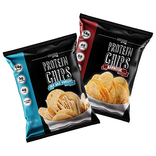 Protein Chips, 14g Protein, 3g-4g Net Carbs, Gluten Free, Keto Snacks, Low Carb Snacks, Protein Crisps, Keto-Friendly, Made in USA (Barbecue & Sea Salt Vinegar, Trial Pack)