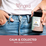Winged Wellness Calm & Collected - Stress Support Gummies - Contains KSM-66 Ashwagandha, L-Theanine, GABA, and Passionflower - Vegan Gummy, Raspberry Flavor - 42 Count