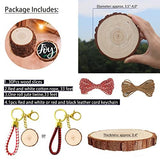 SENMUT Wood Slices 30 Pcs 3.5-4.0 inch Natural Rounds Unfinished Wooden Circles Christmas Wood Ornaments for Crafts Wood Kit Predrilled with Hole Wood Coasters, Craft Supplies for DIY and Painting