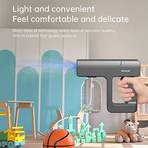 MOSSRW Disinfectant Spray Gun Handheld Spray Disinfection Gun Charging Portable Blue Light atomizing Gun Spray for Atomizer Sprayer pet Disinfection (Black)