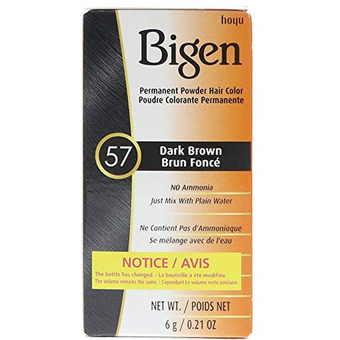 Bigen Permanent Powder Hair Color 57 Dark Brown 1 ea (Pack of 4)