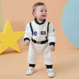 OLLULL Baby Astronaut Costumes, Unisex Toddler Space Suit, Halloween Dress Up Romper Pilot Costume(White,18-24 Months)