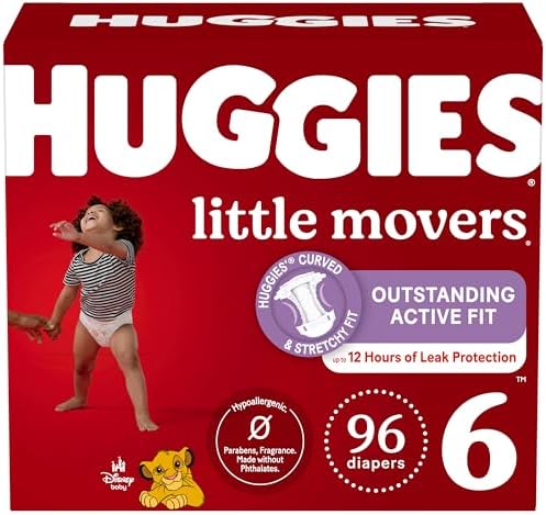 Huggies Size 6 Diapers, Little Movers Baby Diapers, Size 6 (35+ lbs), 96 Ct (2 Packs of 48)