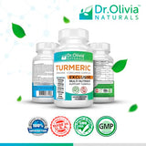 Dr. Olivia's Organic Turmeric Complex with Curcumin Boswellia Ginger & BioPerine - 60 Capsules