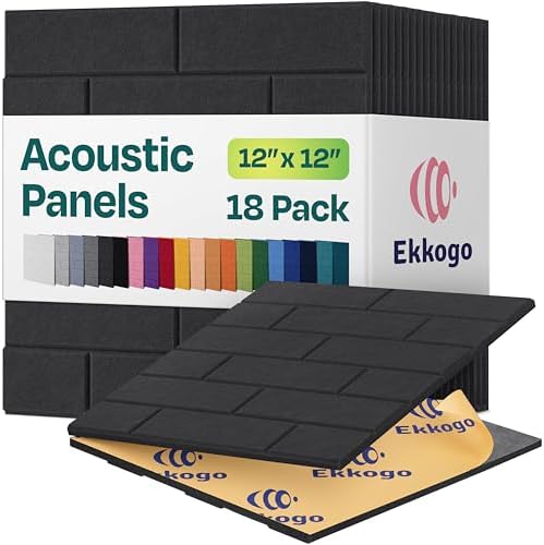Acoustic Panels 18-Pack Soundproof Wall Panels 12"X12"X0.4" Brick Style Sound Panels Premium Sound Dampening Panels Easy Self Adhesive Installation - [Dark Gray]