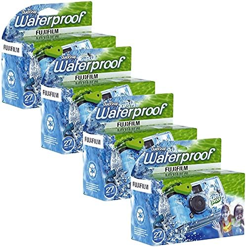 Fujifilm Quick Snap Waterproof 35mm Single Use Camera, 4 Pack (Blue/Green/White)