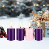 Mega Candles 4 pcs Unscented Christmas Advent Round Pillar Candle, Hand Poured Premium Wax Candles 2 Inch x 3 Inch, Holidays, Church, Decorations, Devotional, Celebration, Party & More