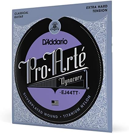 D'Addario Guitar Strings - Pro-Arte Classical Guitar Strings - EJ44TT Dynacore - Silver Plated Wrap, Composite Dynacore, Titanium Nylon Trebles - Extra Hard Tension, 1-Pack