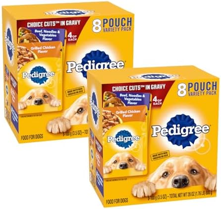 Pedigree Choice Cuts in Gravy Wet Dog Food 8-Count Variety Pack, 3.5 oz. Pouches (Pack of 2)