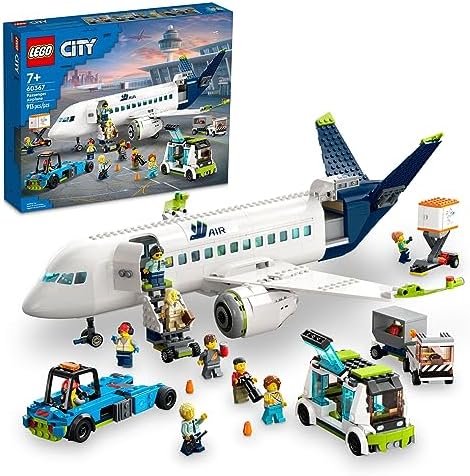 LEGO City Passenger Airplane Toy - Building Toys Set for Boys & Girls, Ages 7+ - Educational Gift for Kids - W/Buildable Vehicle Toys & 9 Minifigures - 60367