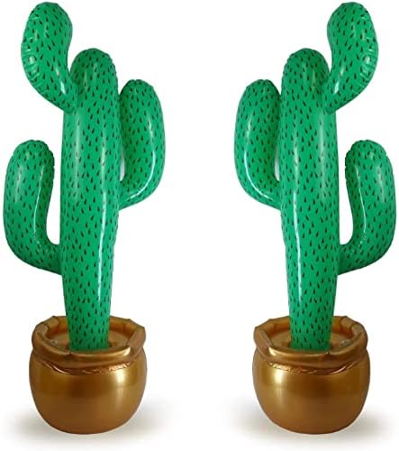 GiftExpress 2 Pack Inflatable 36" Cactus Prop Décor for Mexicano Fiesta Theme Party Decorations, Cinco De Mayo Prop, Hawaiian Pool Party, Desert Western Cowboy Theme Party (36" - 2 Pack)