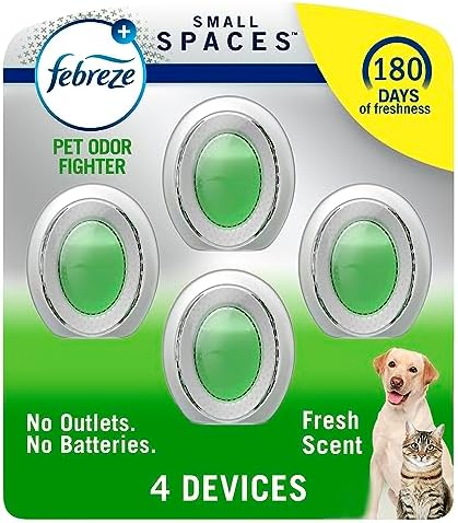 Febreze Small Spaces Air Freshener, Odor-Fighting, Plug In Alternative, Air Fresheners for Home and Bathroom and Kitchen, Closet Air Fresheners, Heavy Duty Pet Scent, 4 Count