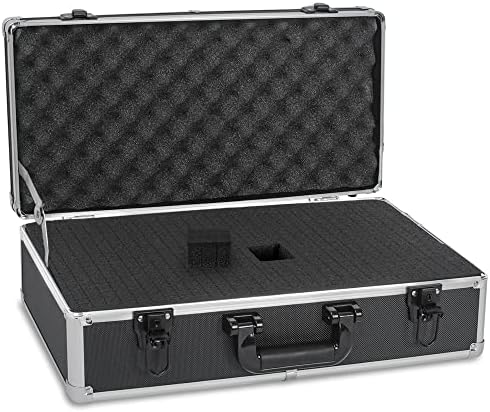 20 Inch Hard Carrying Case Ideal for Wireless Mic System Storage & Camera Gear Transportation, Aluminum Alloy Sturdy Build, Customizable Pre-Diced Foam, Black
