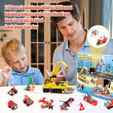 Maylai Christmas Advent Calendar 2024, Kids 24 Days Countdown Different Construction Vehicles Fire Truck Building Blocks，12 In 1 Building Blocks Toys Advent Calendar for Boys Girls Toddlers Teen