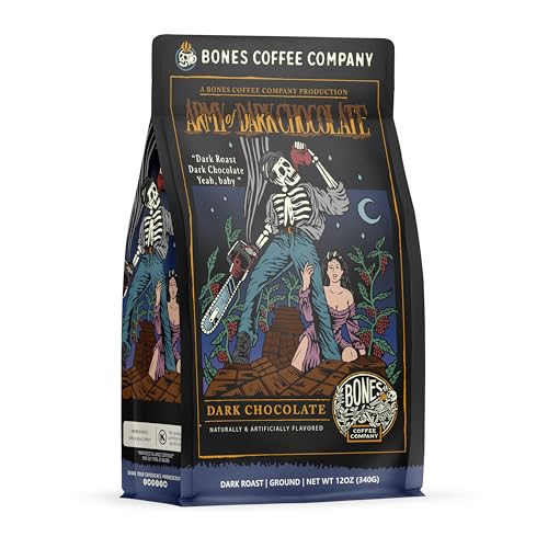 Bones Coffee Company Decaf Army Of Dark Chocolate Flavored Coffee Beans, Dark Roast Ground Coffee Low Acid Decaffeinated (12 oz)