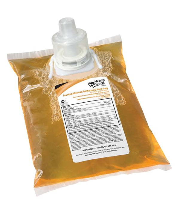 Health Guard Foaming Antibacterial Hand Soap #21352, Compatible with Member's Mark/Sam's Club/Ecolab commercial dispenser, 4/1000 mL refill bags