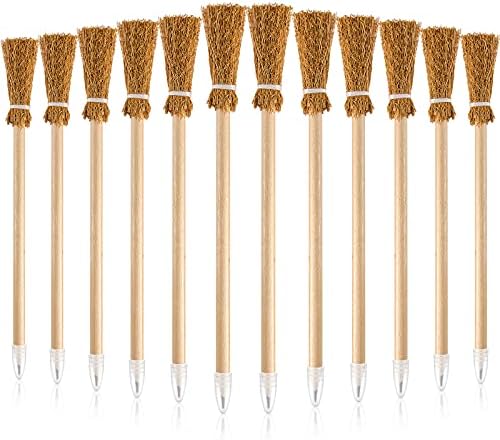 Zonon Witch Broom Pencils, 12 Pieces, Halloween Party Favors, Suitable for Kids, Teens, Adults, Classroom Supplies