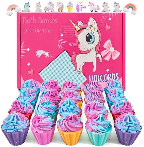 Bath Bombs for Kids with Surprise Unicorn Inside, 20 Kids Bath Bombs Gift Set, Handmade Bubble Bath Fizzes Bomb for Chrildren Birthday Christmas and Party Favor Christmas Gifts Set for Girls