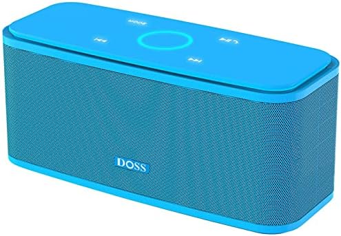 DOSS SoundBox Touch Wireless Bluetooth Speaker with 12W HD Sound and Bass, IPX5 Water-Resistant, 20H Playtime, Handsfree, Portable for Office, Home, Outdoor, Travel-Blue