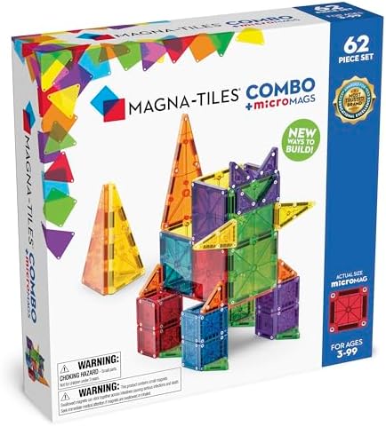 MAGNA-TILES Combo 62-Piece Magnetic Construction Set, The Original Magnetic Building Brand