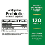 NATURE'S BOUNTY Acidophilus Probiotic, Daily Probiotic Supplement, Supports Digestive Health, 1 Pack, 120 Tablets