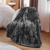 Bedsure Soft Tie Dye Black Throw Blanket for Couch, Fluffy Fuzzy Blankets & Throws for Bed, Sofa, Cozy Plush Sherpa Fleece Faux Fur Blanket, Thick Warm Christmas Blanket Gifts for Women, Men, 50x60