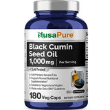 NusaPure Black Seed Oil 1,000 mg per Serving 180 Softgel Capsules (Non-GMO, Vegetarian) Cold-Pressed Virgin Nigella Sativa. Hexane Free