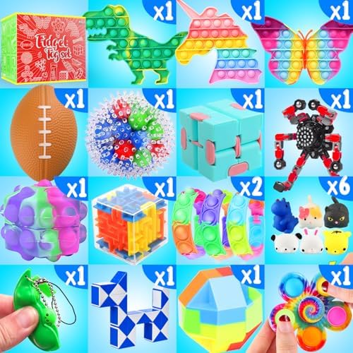 Fidget Toys Set, 160 Pack Sensory Toys Party Favors Kids Autism Autistic Children, Classroom Treasure Box Chest Prizes Pinata Stuffer Gifts Small Mini Bulk Toy Carnival ADHD