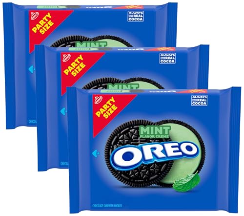 OREO Mint Creme Chocolate Sandwich Cookies, Party Size, 24.95 oz (Pack of 3)