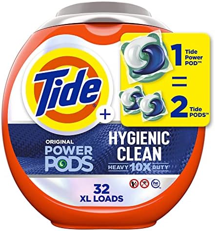 Tide Hygienic Clean Heavy 10x Duty Power PODS Laundry Detergent Pacs Original 32 count For Visible and Invisible Dirt