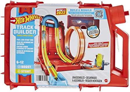 Hot Wheels Toy Car Set, Track Builder Unlimited Playset Fuel Can Stunt Box, 14 Component Parts & 1:64 Scale Vehicle