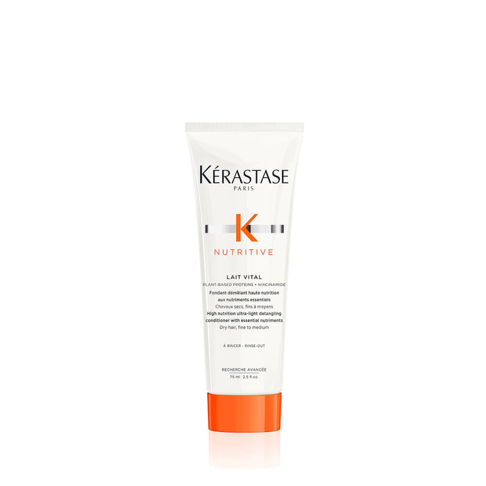 Kerastase Nutritive Lait Vital Hydrating Conditioner | Illuminates Shiny Hair and Easily Detangles | With Plant-Based Proteins & Niacinamide | For Fine to Medium Dry Hair | 2.5 Fl Oz Travel Size