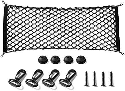 Amiss Cargo Net Stretchable, Car Exterior Accessories, Adjustable Elastic Trunk Storage Net with Hook for SUVs, Cars and Trucks (35.4x15.8 Inch)