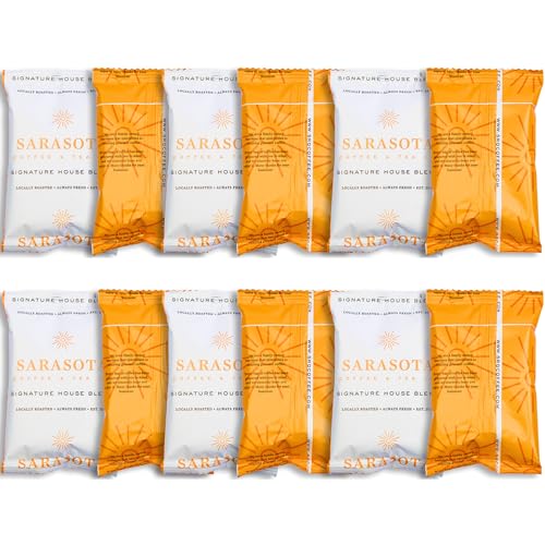 Sarasota Coffee Ground Packets | Gourmet Medium Roast Ground Coffee Packs | Breakfast Blend | Low Acid Mold Free Singles Packets | Individual Pouches for 12 Cup Coffee Maker | 2 Ounce Bags, 12 Count