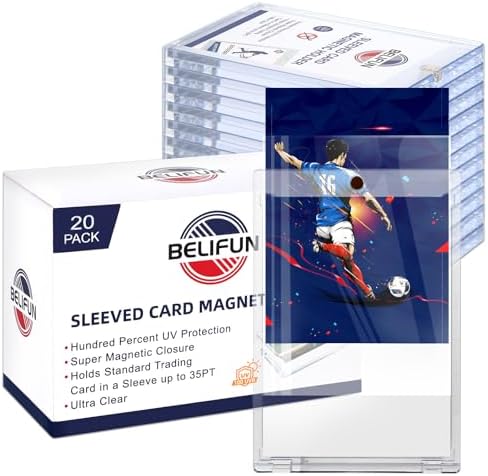 20-Pack One Touch Sleeved-Card Magnetic-Holders - 35PT Trading Card Holders, UV Protection Clear Acrylic Card Cases, Magnet Case Protectors for Game Cards, Baseball Cards, Sports Cards, Standard Cards