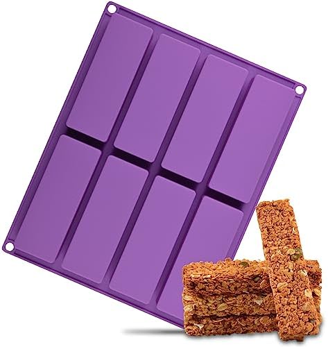 Granola Bar Mold, Silicone Chocolate Bar Mold 1 Inch Deep Rectangle for Baking Knafeh Pistachio Chocolate Bar, Cereal Bar, Energy Bar, Nutrition Bar, Chocolate Truffles Mini Brownie Soap Butter