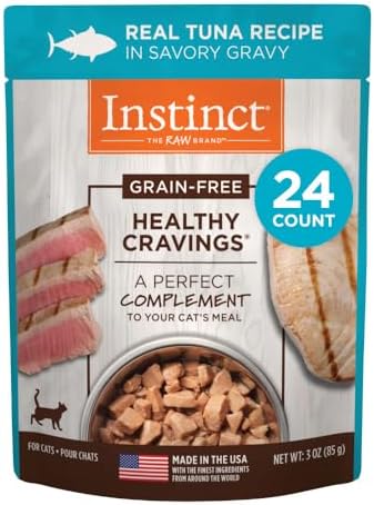 Instinct Healthy Cravings Grain Free Real Tuna Recipe Natural Wet Cat Food Topper by Nature's Variety, 3 oz. Pouches (Case of 24)