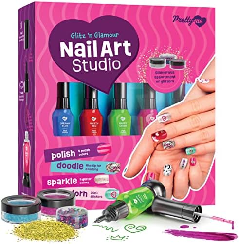 Nail Art Studio for Girls - Nail Polish Kit for Kids Ages 7-12 Years Old - Girl Gifts Ideas - Gilrs Nails Gift Set - Cool Girly Stuff - Polish, Pens, Glitter, Stickers, Gems, Filer - 8 9 10 11 12 Year
